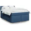 Image de Sommier À Lattes De Lit Avec Matelas Bleu 160x200 Cm Tissu Vidaxl