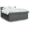 Image de Sommier À Lattes De Lit Avec Matelas Gris Foncé 200x200cm Tissu Vidaxl