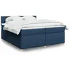 Image de Sommier À Lattes De Lit Avec Matelas Bleu 200x200 Cm Tissu Vidaxl