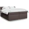 Image de Sommier À Lattes De Lit Avec Matelas Marron Foncé 200x200 Cm Vidaxl