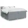 Image de Sommier À Lattes De Lit Avec Matelas Gris Clair 200x200cm Tissu Vidaxl