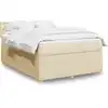 Image de Sommier À Lattes De Lit Avec Matelas Crème 140x190 Cm Tissu Vidaxl