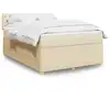 Image de Sommier À Lattes De Lit Avec Matelas Crème 140x200 Cm Tissu Vidaxl