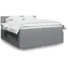 Image de Sommier À Lattes De Lit Avec Matelas Gris Clair 200x200cm Tissu Vidaxl