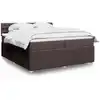 Image de Sommier À Lattes De Lit Avec Matelas Marron Foncé 200x200 Cm Vidaxl