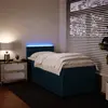 Image de Sommier À Lattes De Lit Avec Matelas Bleu 90x190 Cm Velours Vidaxl