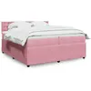 Image de Sommier À Lattes De Lit Avec Matelas Rose 200x200 Cm Velours Vidaxl