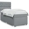Image de Sommier À Lattes De Lit Avec Matelas Gris Clair 80x200 Cm Tissu Vidaxl