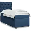 Image de Sommier À Lattes De Lit Avec Matelas Bleu 100x200 Cm Tissu Vidaxl