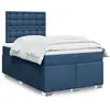 Image de Sommier À Lattes De Lit Avec Matelas Bleu 120x190 Cm Tissu Vidaxl