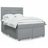 Image de Sommier À Lattes De Lit Avec Matelas Gris Clair 140x190cm Tissu Vidaxl