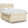 Image de Sommier À Lattes De Lit Avec Matelas Crème 140x190 Cm Tissu Vidaxl
