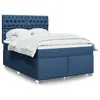 Image de Sommier À Lattes De Lit Avec Matelas Bleu 140x190 Cm Tissu Vidaxl