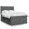 Image de Sommier À Lattes De Lit Avec Matelas Gris Foncé 140x190cm Tissu Vidaxl
