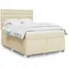 Image de Sommier À Lattes De Lit Avec Matelas Crème 140x190 Cm Tissu Vidaxl