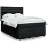 Image de Sommier À Lattes De Lit Avec Matelas Noir 140x200 Cm Tissu Vidaxl