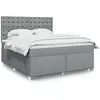 Image de Sommier À Lattes De Lit Avec Matelas Gris Clair 180x200cm Tissu Vidaxl