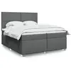 Image de Sommier À Lattes De Lit Avec Matelas Gris Foncé 200x200cm Tissu Vidaxl