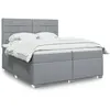 Image de Sommier À Lattes De Lit Avec Matelas Gris Clair 200x200cm Tissu Vidaxl