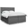 Image de Sommier À Lattes De Lit Avec Matelas Gris Foncé 200x200cm Tissu Vidaxl