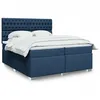 Image de vidaXL Sommier à lattes de lit avec matelas Bleu 200x200 cm Tissu lit lit à plate-forme lit à panneaux meuble de chambre 3290608