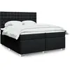 Image de Sommier À Lattes De Lit Avec Matelas Noir 200x200 Cm Tissu Vidaxl