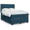 Image de Sommier À Lattes De Lit Et Matelas Bleu 140x190 Cm Velours Vidaxl
