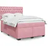 Image de Sommier À Lattes De Lit Avec Matelas Rose 140x190 Cm Velours Vidaxl