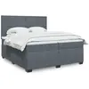 Image de Sommier À Lattes De Lit Et Matelas Gris Foncé 200x200cm Velours Vidaxl