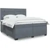 Image de Sommier À Lattes De Lit Et Matelas Gris Foncé 200x200cm Velours Vidaxl