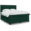 Image de Sommier À Lattes De Lit Et Matelas Vert Foncé 200x200cm Velours Vidaxl