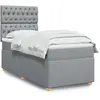 Image de Sommier À Lattes De Lit Avec Matelas Gris Clair 100x200cm Tissu Vidaxl