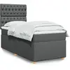 Image de Sommier À Lattes De Lit Avec Matelas Gris Foncé 100x200cm Tissu Vidaxl