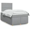 Image de Sommier À Lattes De Lit Avec Matelas Gris Clair 120x200cm Tissu Vidaxl