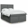 Image de Sommier À Lattes De Lit Avec Matelas Gris Foncé 140x190cm Tissu Vidaxl