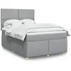 Image de Sommier À Lattes De Lit Avec Matelas Gris Clair 140x200cm Tissu Vidaxl