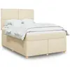 Image de Sommier À Lattes De Lit Avec Matelas Crème 140x200 Cm Tissu Vidaxl