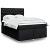 Image de Sommier À Lattes De Lit Avec Matelas Noir 140x200 Cm Tissu Vidaxl