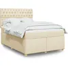 Image de Sommier À Lattes De Lit Avec Matelas Crème 140x200 Cm Tissu Vidaxl