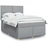 Image de Sommier À Lattes De Lit Avec Matelas Gris Clair 160x200cm Tissu Vidaxl