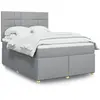 Image de Sommier À Lattes De Lit Avec Matelas Gris Clair 160x200cm Tissu Vidaxl