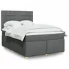 Image de Sommier À Lattes De Lit Avec Matelas Gris Foncé 160x200cm Tissu Vidaxl