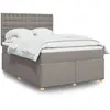 Image de Sommier À Lattes De Lit Avec Matelas Taupe 160x200 Cm Tissu Vidaxl