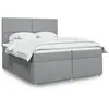 Image de Sommier À Lattes De Lit Avec Matelas Gris Clair 200x200cm Tissu Vidaxl