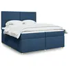 Image de Sommier À Lattes De Lit Avec Matelas Bleu 200x200 Cm Tissu Vidaxl