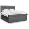 Image de Sommier À Lattes De Lit Avec Matelas Gris Foncé 200x200cm Tissu Vidaxl
