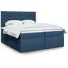 Image de Sommier À Lattes De Lit Avec Matelas Bleu 200x200 Cm Tissu Vidaxl