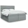 Image de Sommier À Lattes De Lit Avec Matelas Gris Clair 200x200cm Tissu Vidaxl