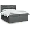 Image de Sommier À Lattes De Lit Avec Matelas Gris Foncé 200x200cm Tissu Vidaxl