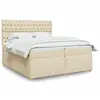 Image de Sommier À Lattes De Lit Avec Matelas Crème 200x200 Cm Tissu Vidaxl